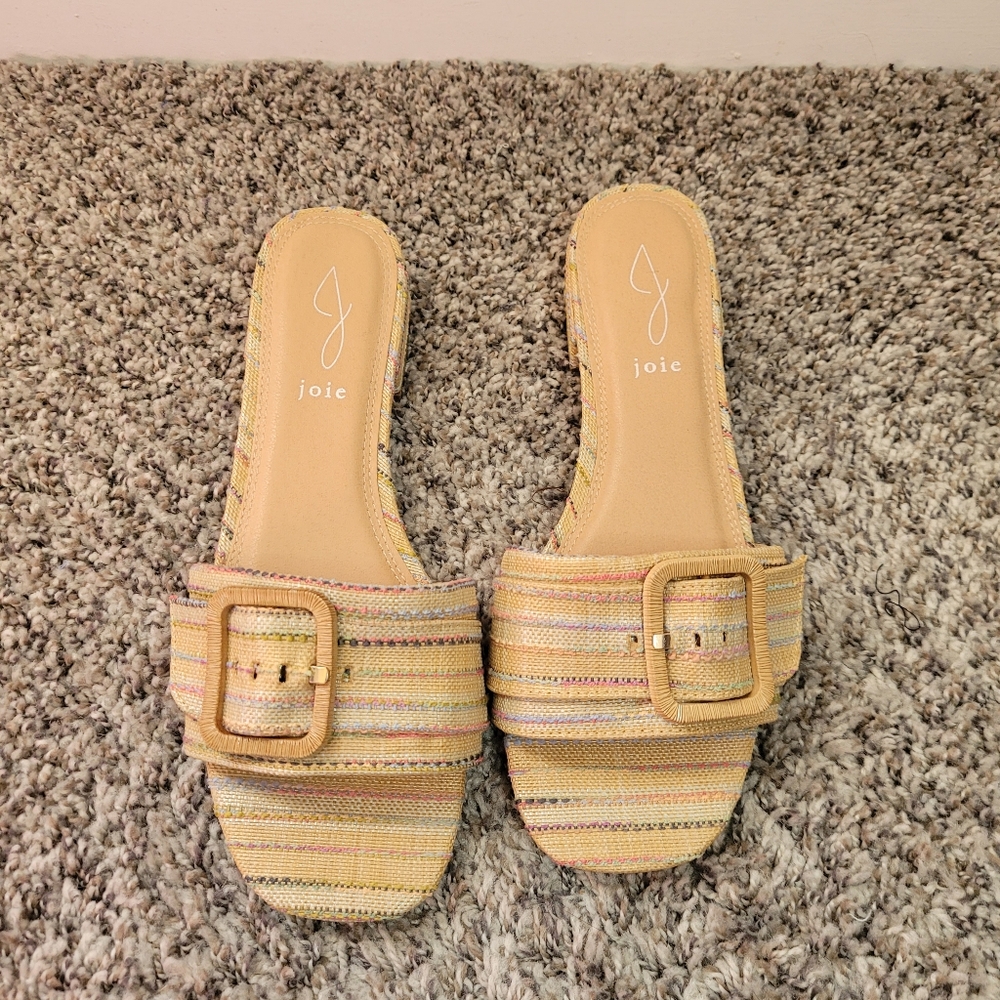 Joie Claire Multicolor Woven Buckle Slide Sandals